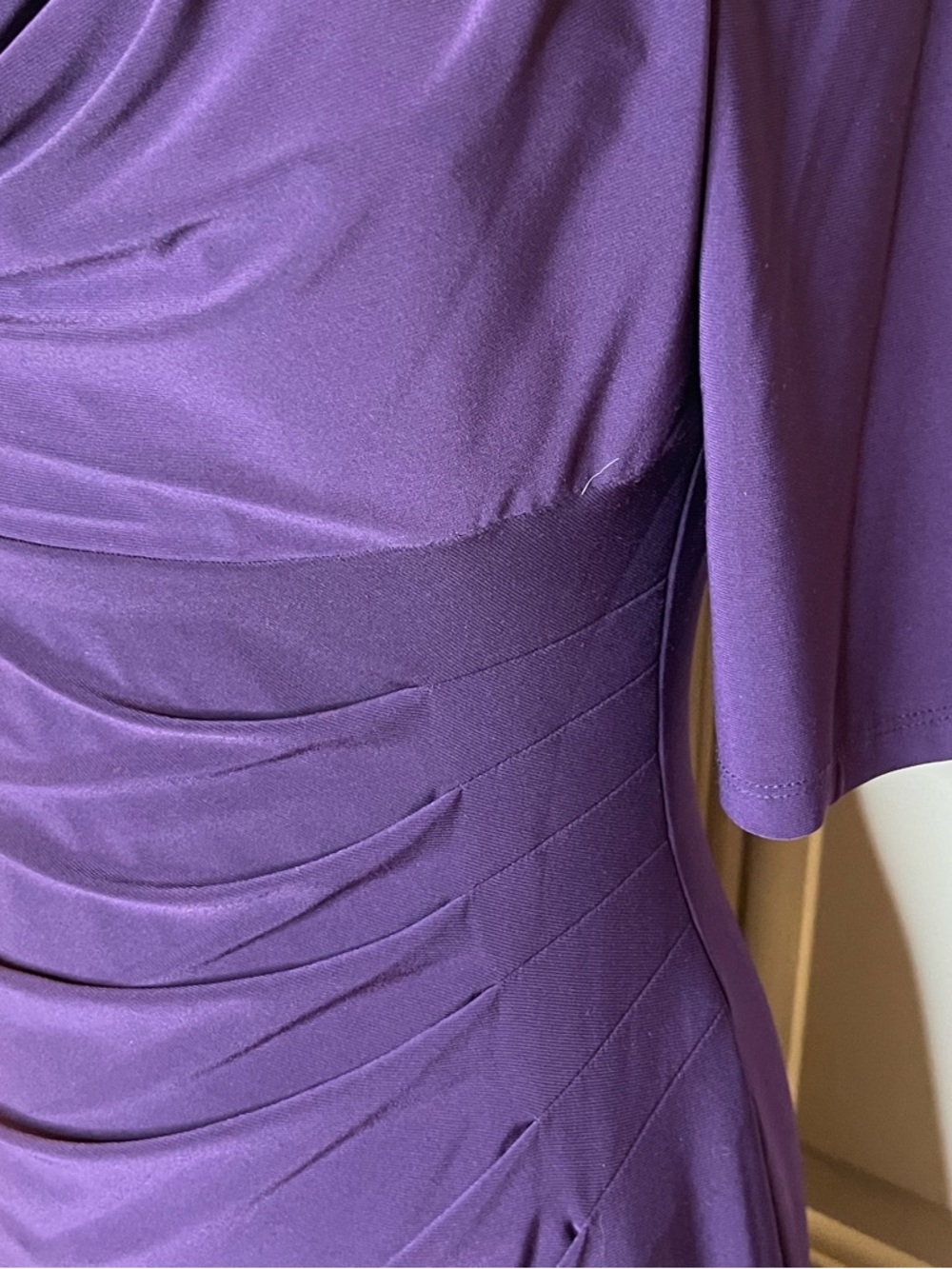 Ralph Lauren Deep Purple Cowl Neck Ruched Midi Dress Sz 10 - Picture 4 of 6